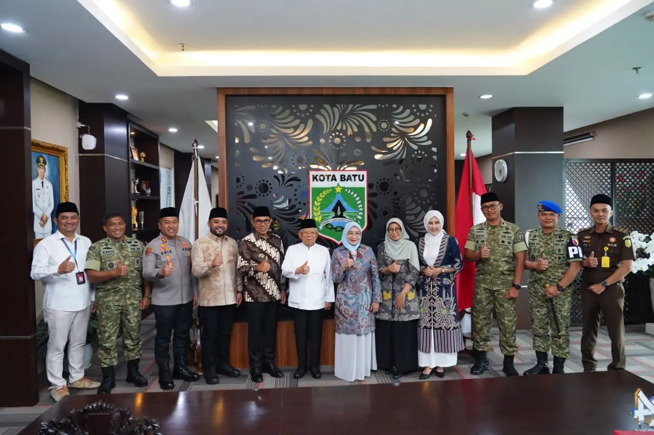 Forkopimda Kota Batu Sambut Kadatangan Wakil Presiden ke-13 KH. Ma’ruf Amin di Balai Kota Among Tani