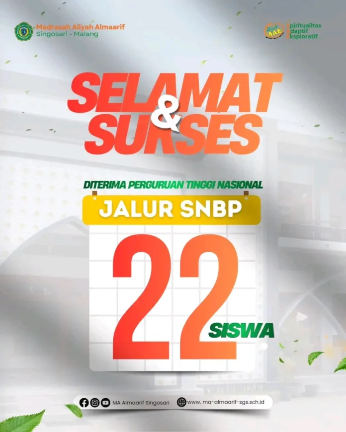 Luar Biasa! 22 Siswa MA Almaarif Singosari Lolos SNBP 2026, Bukti Madrasah Makin Kompetitif Luar Biasa! 22 Siswa MA Almaarif Singosari Lolos SNBP 2026, Bukti Madrasah Makin Kompetitif