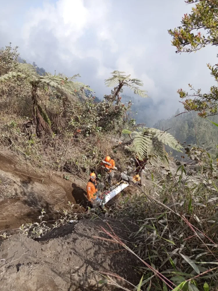 Tim SAR Gabungan Evakuasi Pendaki Semeru Dengan Metode Slope Rescue
