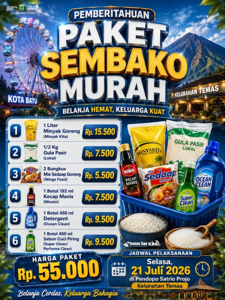 Bantu Dapur Warga Tetap ‘Ngebul’, Kelurahan Temas Sukses Gelar Pasar Sembako Murah Rp 55 Ribu