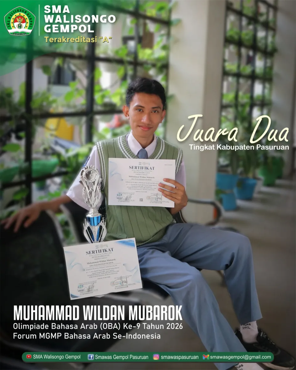 Siswa SMA Walisongo Gempol Raih Juara 2 Olimpiade Bahasa Arab Tingkat Kabupaten Pasuruan