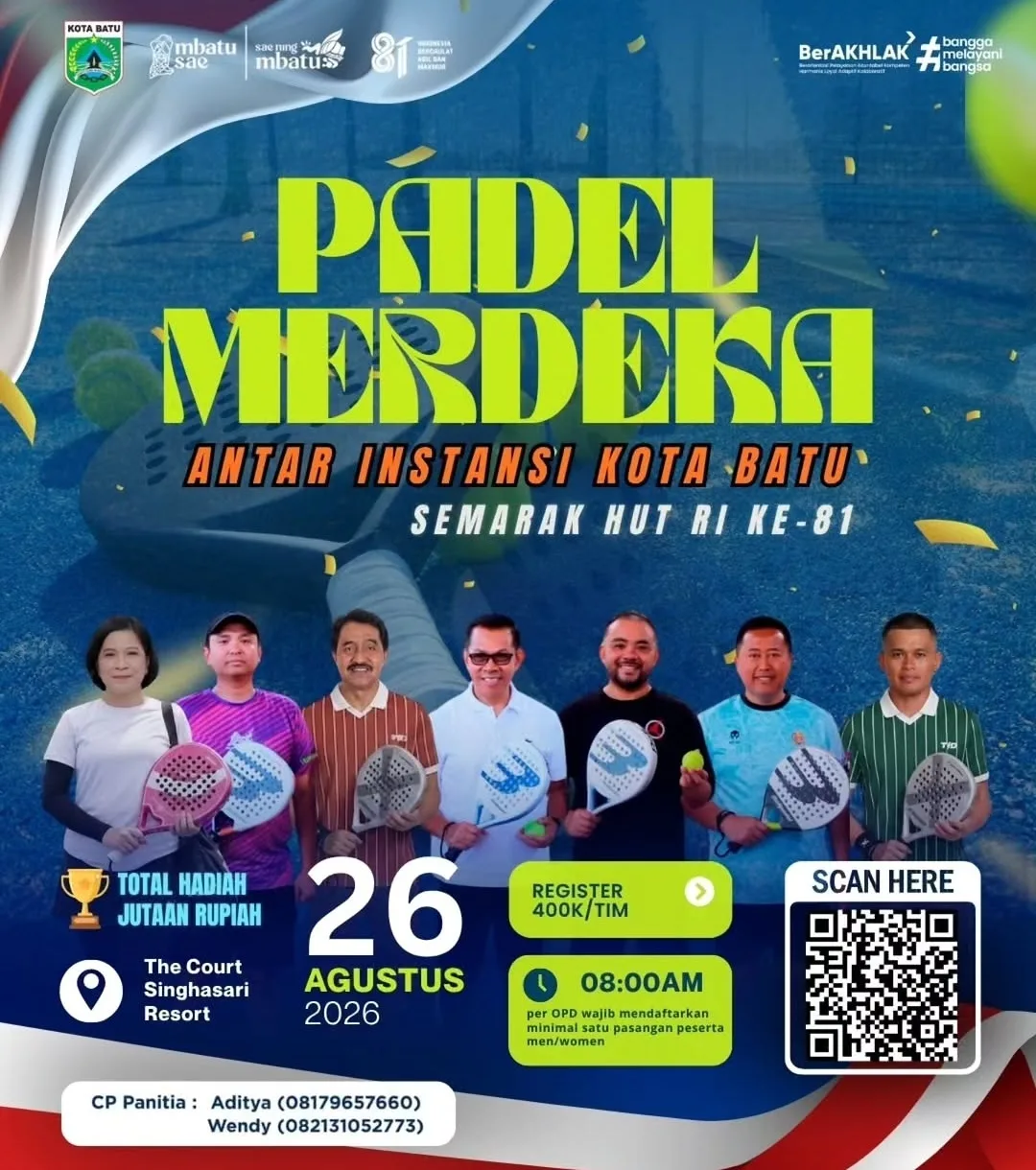 Semarak HUT RI ke-81, Pemkot Batu Gelar Padel Merdeka Antar-Instansi, Ajang Adu Smash & Sinergi!