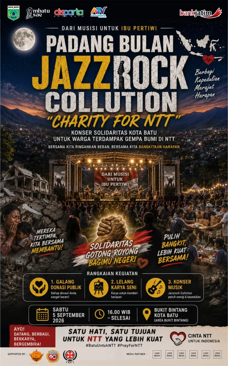 Mengalunkan Nada, Merajut Harapan: Musisi Kota Batu Gelar Konser Amal Padang Bulan JazzRock Collution untuk NTT! Mengalunkan Nada, Merajut Harapan: Musisi Kota Batu Gelar Konser Amal Padang Bulan JazzRock Collution untuk NTT!