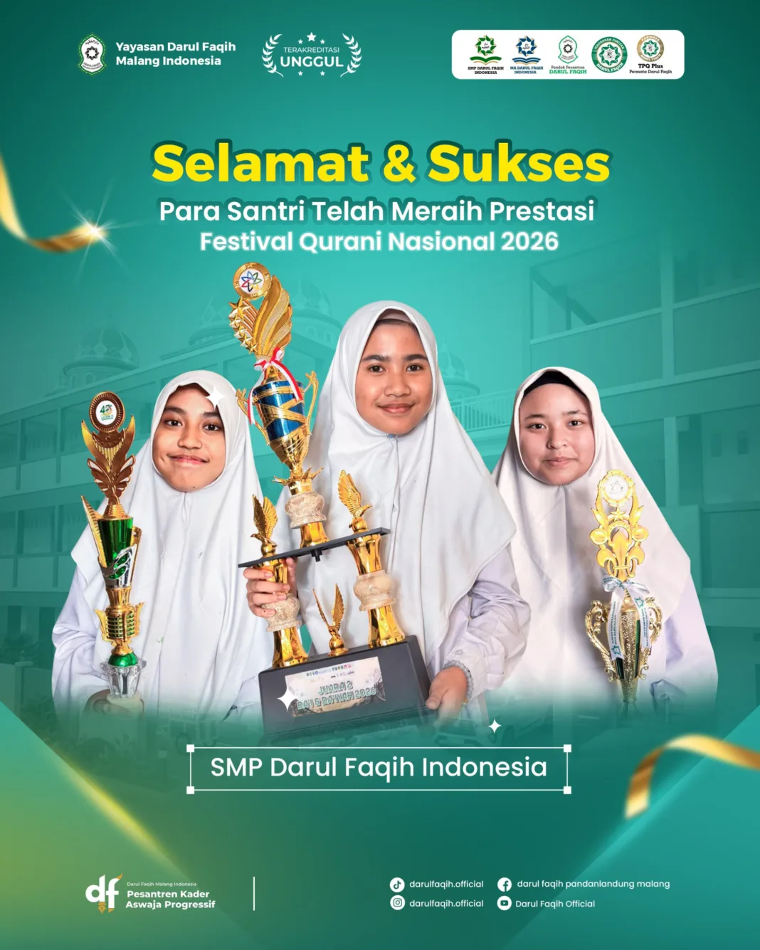Tiga Santri SMP Darul Faqih Ukir Prestasi Gemilang di Ajang Festival Qurani Nasional 2026 Tiga Santri SMP Darul Faqih Ukir Prestasi Gemilang di Ajang Festival Qurani Nasional 2026